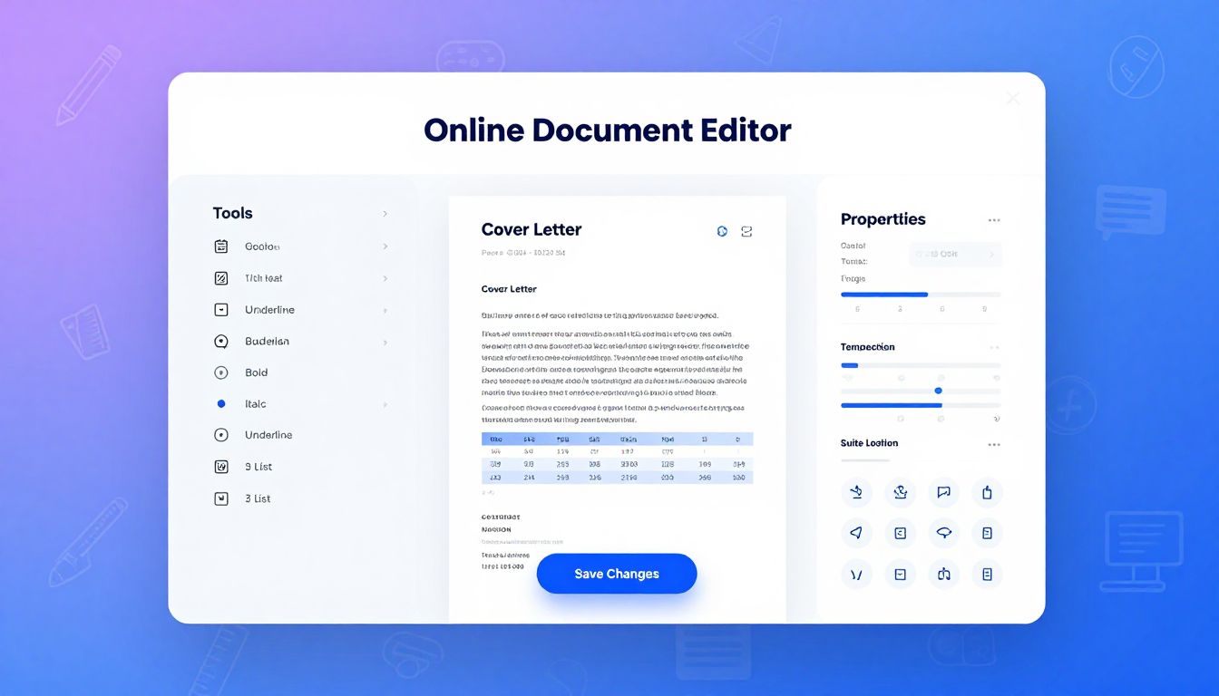Real-time cover letter editor with live preview showing formatting options and customization tools